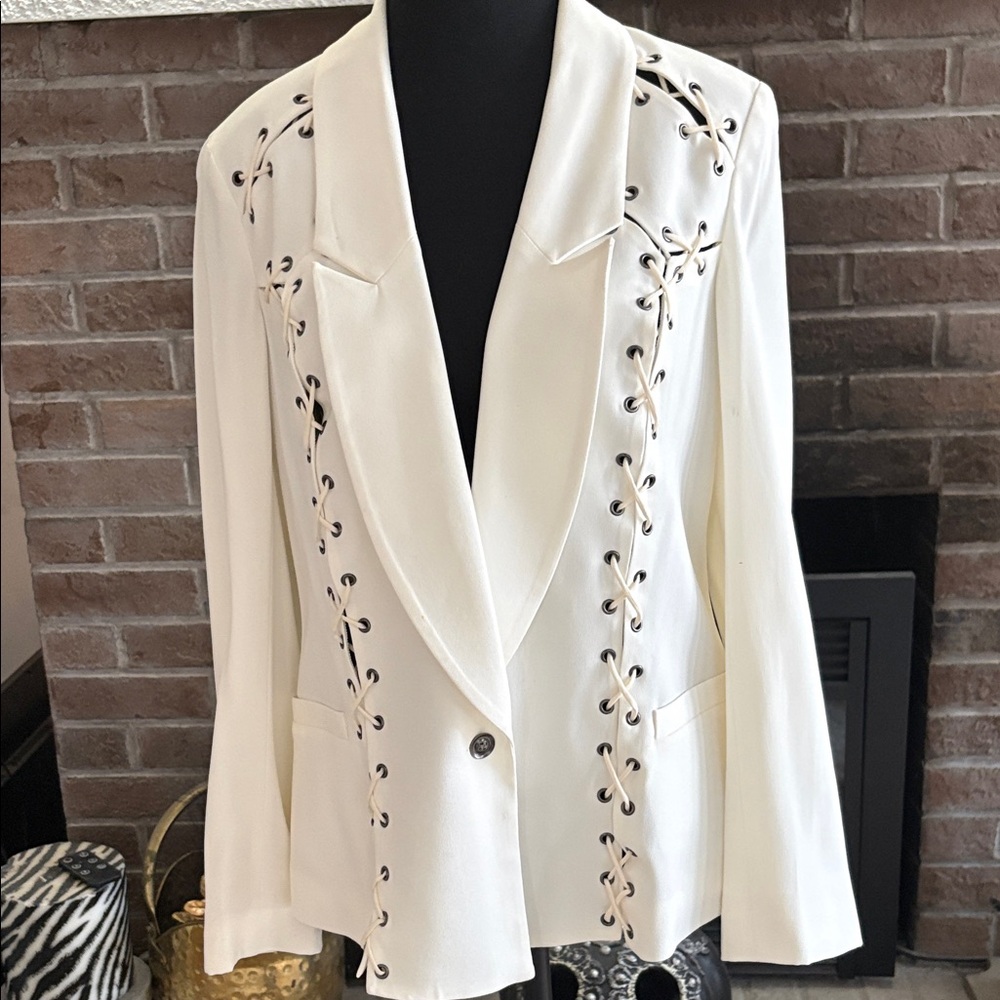Haute Hippie Ivory Blazer with Eyelet Detailing